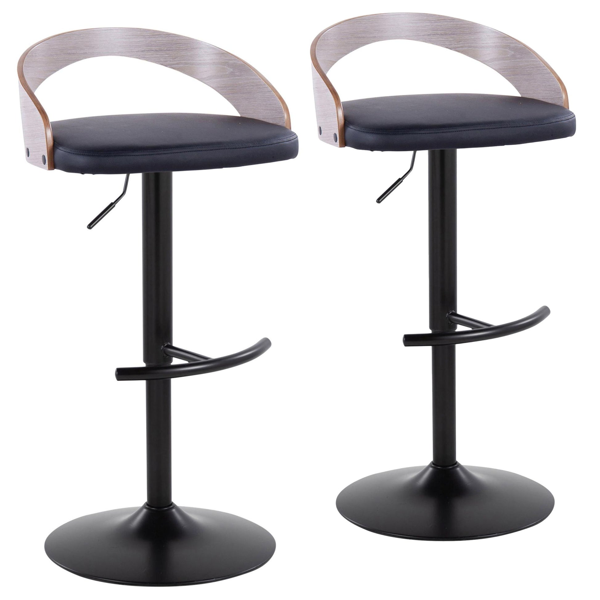 Grotto - Contemporary Adjustable Barstool With Swivel With Rounded T Footrest Elegant Design (Set of 2) Lumi Source