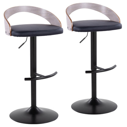 Grotto - Contemporary Adjustable Barstool With Swivel With Rounded T Footrest Elegant Design (Set of 2) Lumi Source