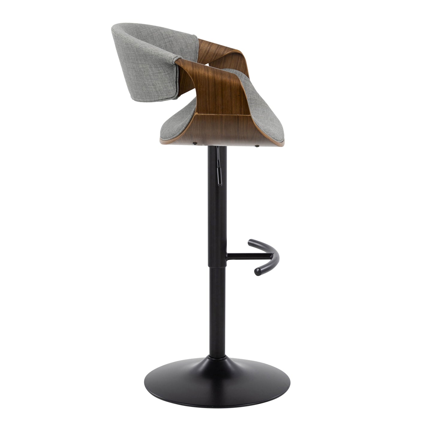 Curvo - Mid Century Modern Adjustable Barstool With Swivel & Rounded T Footrest (Set of 2) Lumi Source