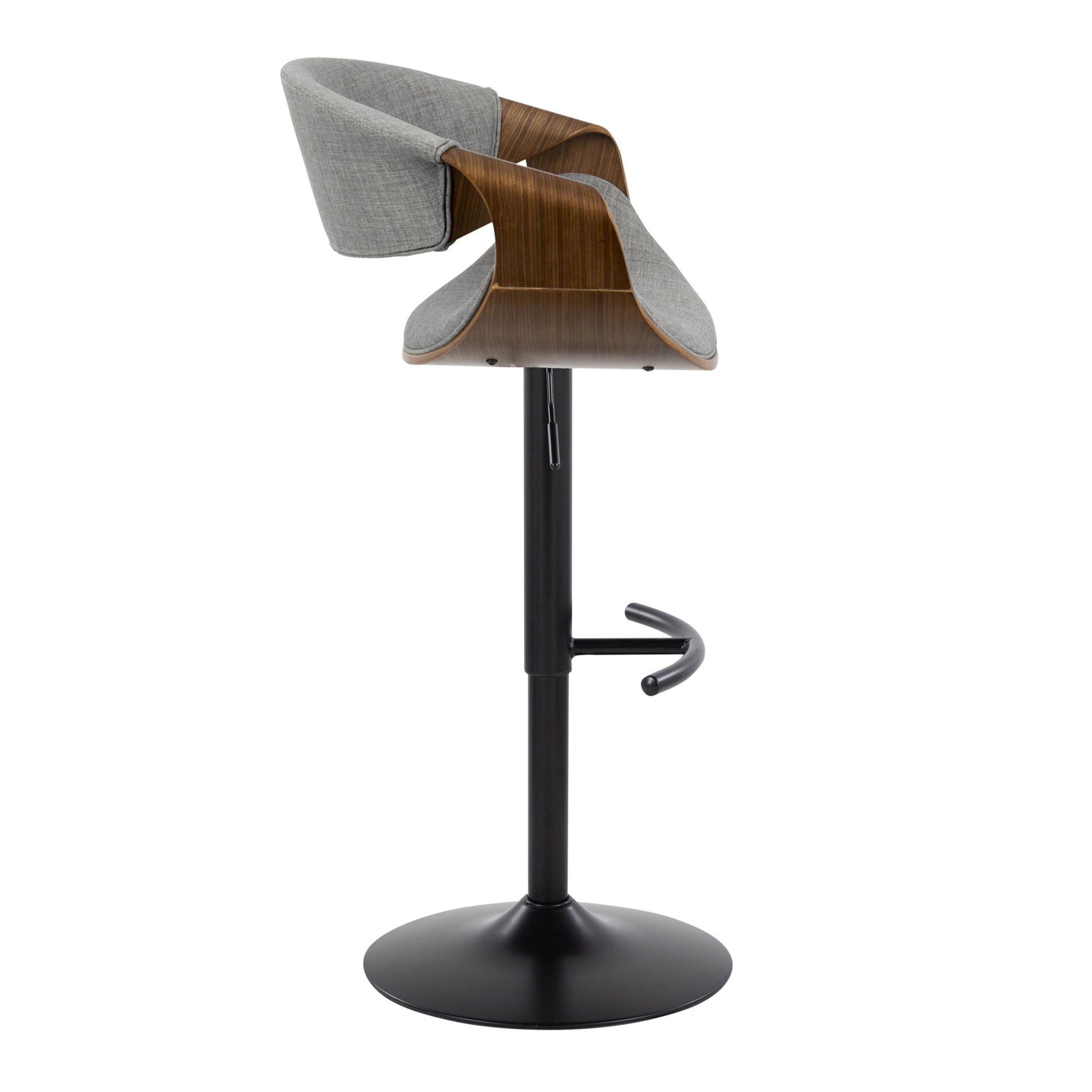 Curvo - Mid Century Modern Adjustable Barstool With Swivel & Rounded T Footrest (Set of 2) Lumi Source