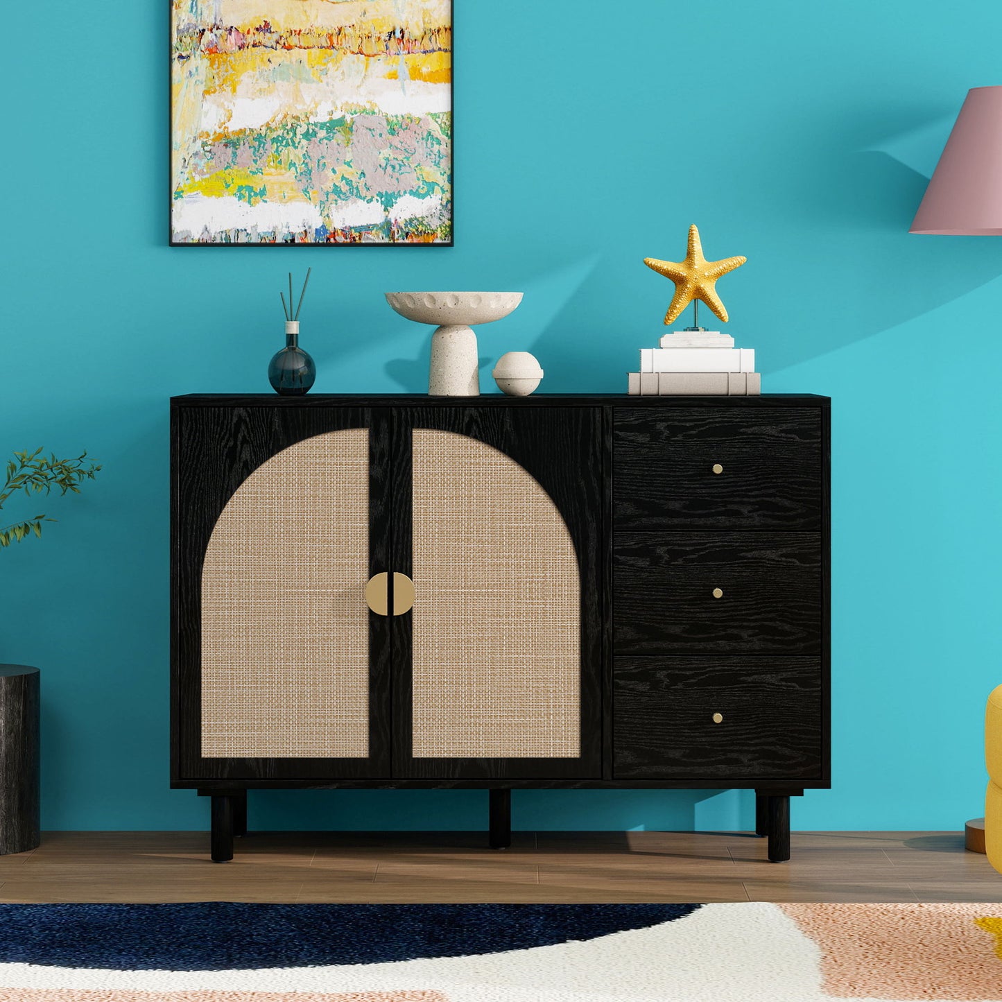 2 Door 3 Drawer Cabinet, Adjustable Storage System Home Essentials