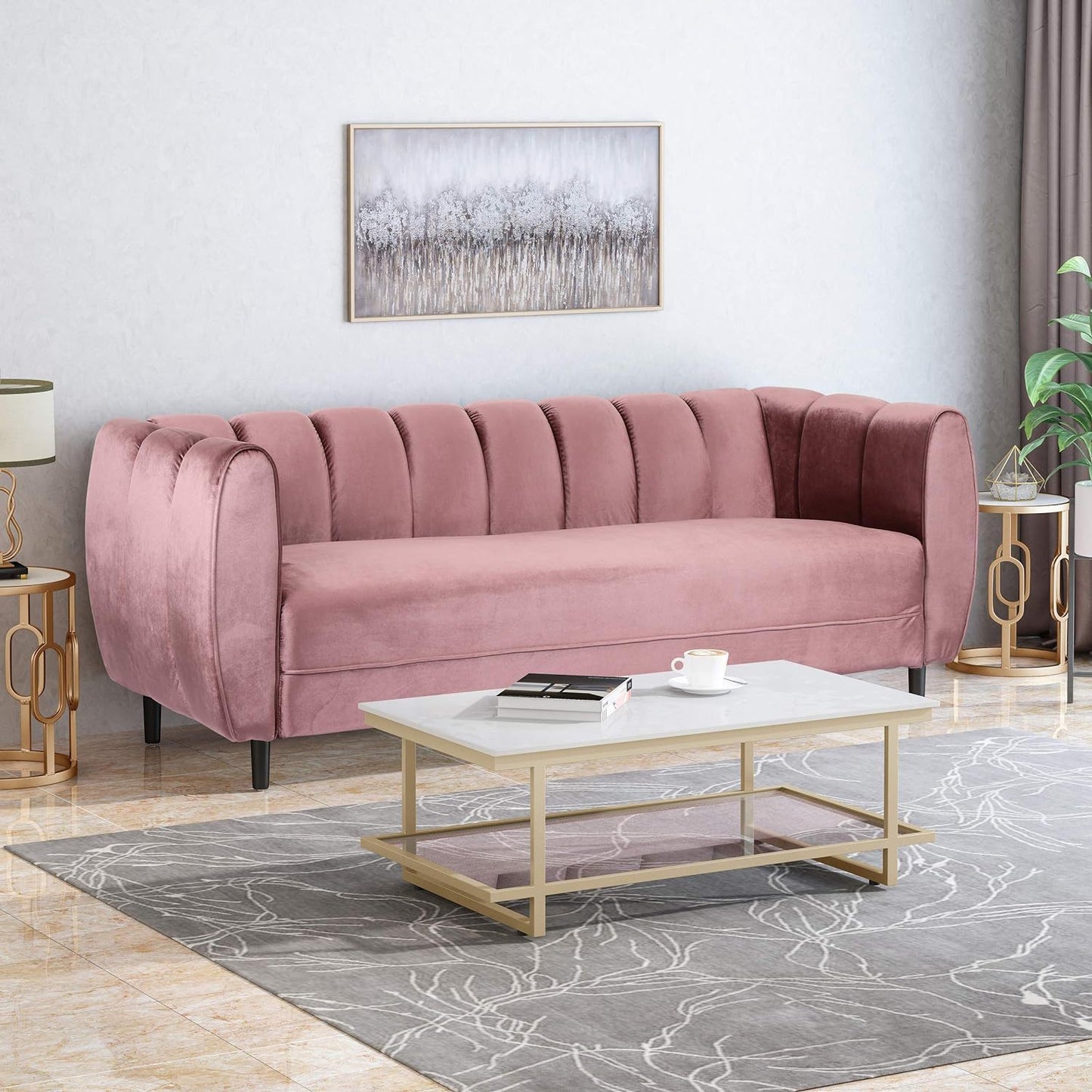 Miranda - Modern Glam 3 Seater Sofa Noble House
