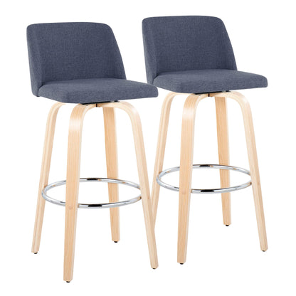 Toriano - Contemporary Fixed Height Barstool & Swivel With Round Footrest (Set of 2) Lumi Source