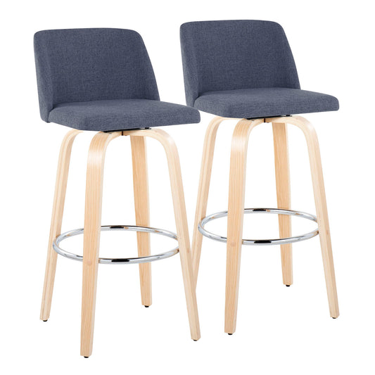 Toriano - Contemporary Fixed Height Barstool & Swivel With Round Footrest (Set of 2) Lumi Source