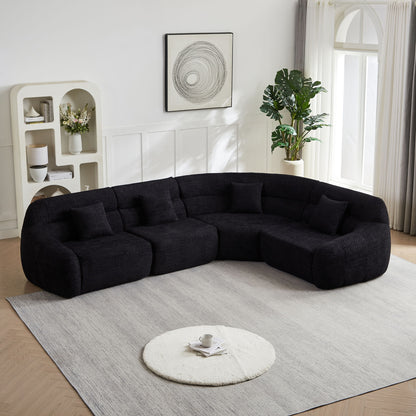 Luxury Curved Corner Sectional Sofa With 4 Pillows Home Essentials