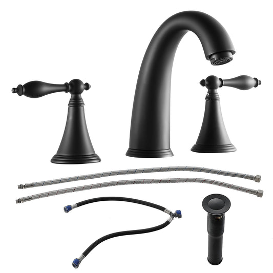 Elegant 2 Handle Widespread Bathroom Faucet With Pop Up Drain And Water Supply Lines Daily Nest