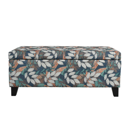 Charming Floral Storage Ottoman With Upholstered Fabric Noble House