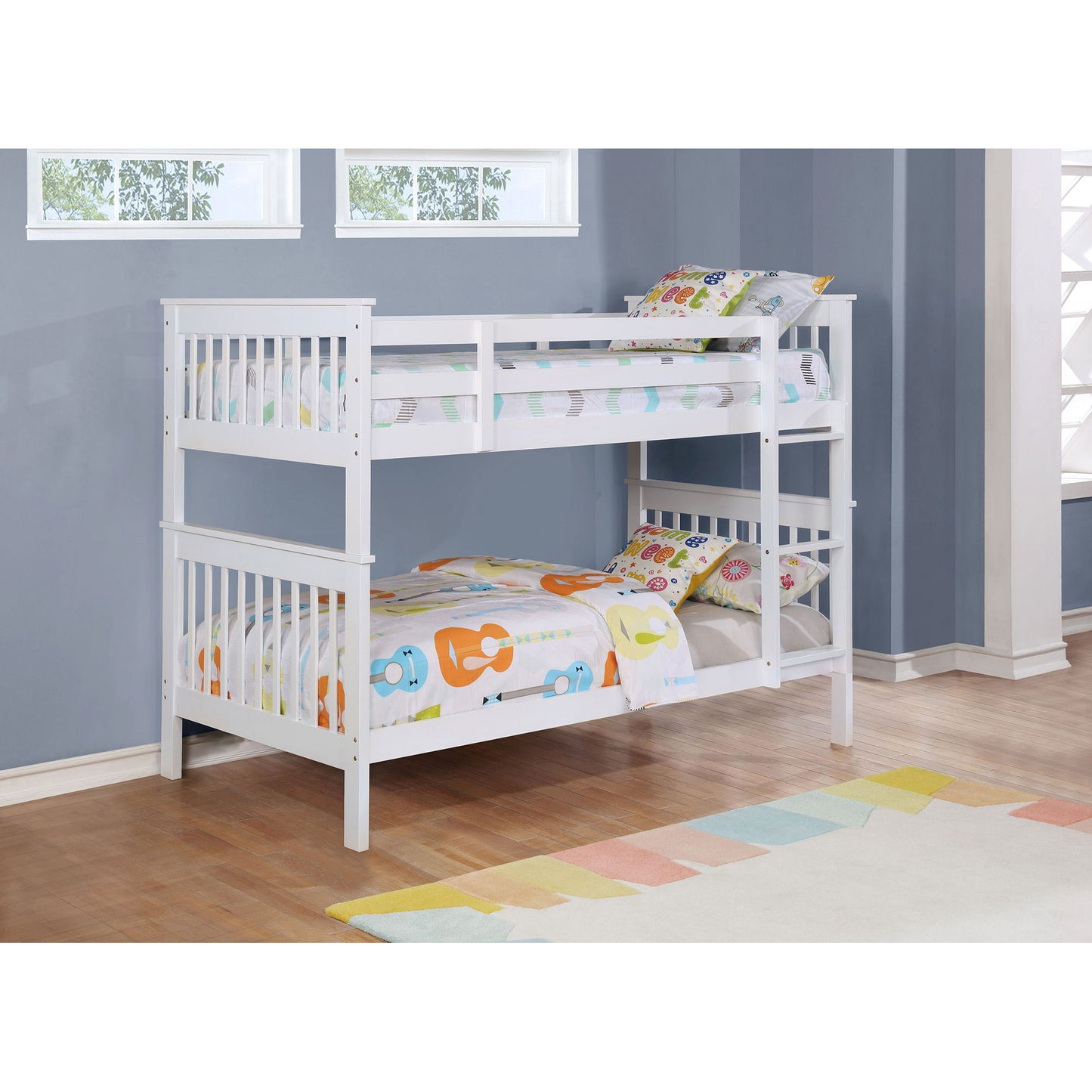 Madison - Twin Over Twin Bunk Bed With Slatted Design - White Furniture Max