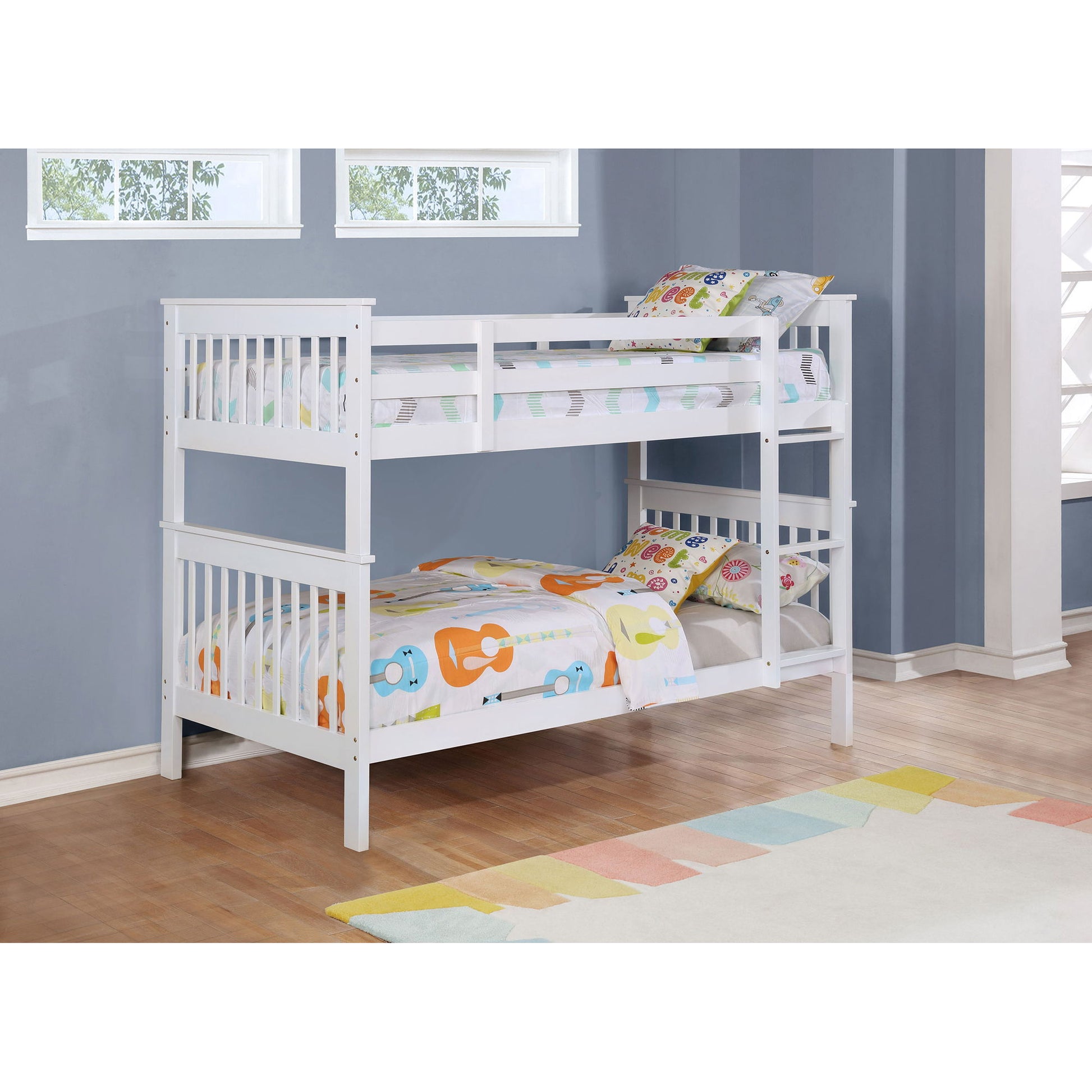 Madison - Twin Over Twin Bunk Bed With Slatted Design - White Furniture Max