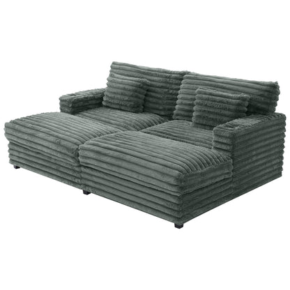 Plush Oversized Double Chaise Lounge Sofa Bed With USB Ports And Cup Holders Hearth and Haven