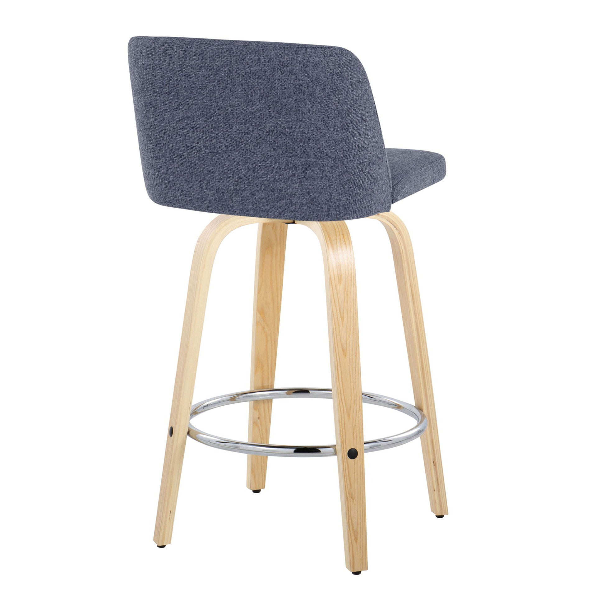 Toriano - Contemporary Fixed-Height Counter Stool With Swivel And Round Footrest (Set of 2) Lumi Source