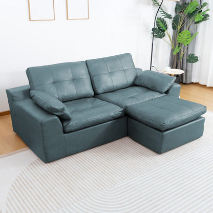 L - Shaped Modular 2 Seater Sofa With Movable Ottoman And High Density Sponge Cushions For Living Room Home Essentials