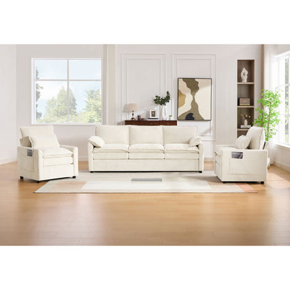 Modern Sofa Set With Double Layer Cushion And Side Storage Pockets Hearth and Haven