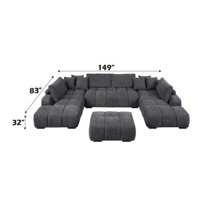 Chosen - Sectional Sofa With Toss Pillows With 2 Chaises With Ottoman - Gray Acme