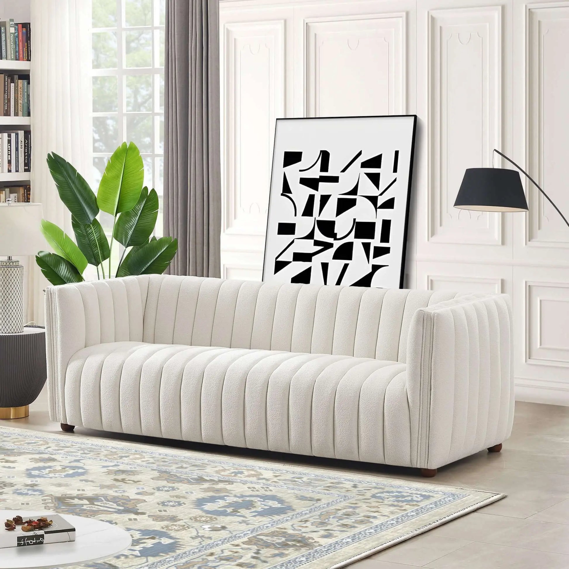 April - Mid-Century Modern Luxury Tight Back Boucle Couch Ashcroft Furniture