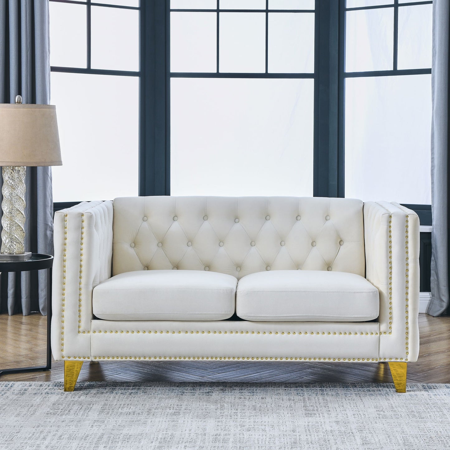 Upholstered Couch Sofa With Button Tufting For Living Room Home Essentials