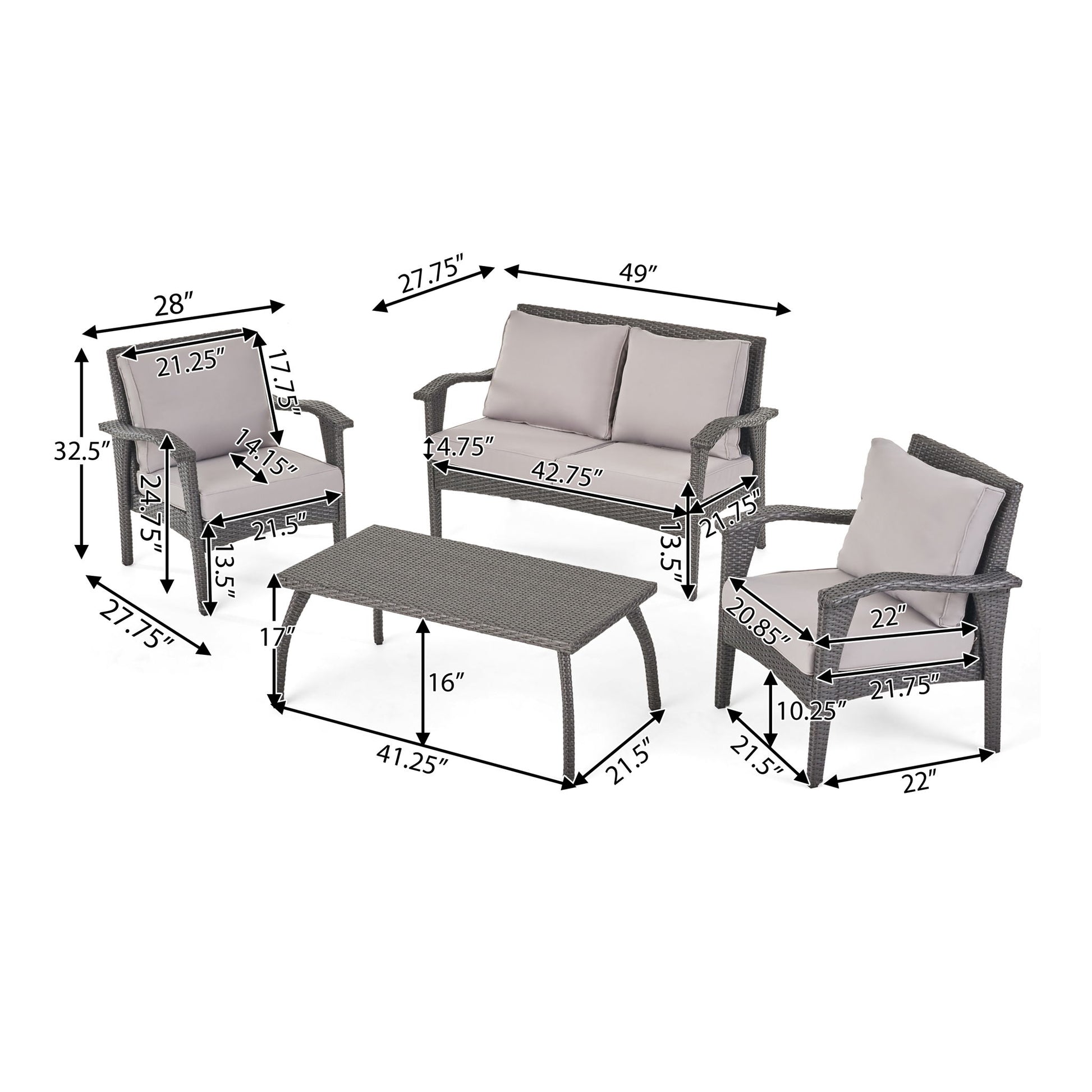 Honolulu - Wicker Set Outdoor Seating Noble House