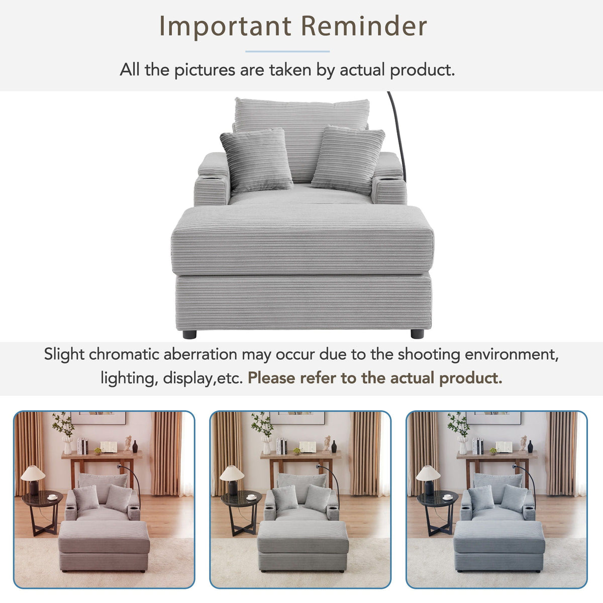 Modern Style Single Sofa Sofa Couch With Storage Space, A Movable Ottoman, 2 USB Ports, 2 Cup Holders, A Phone Holder For Living Room Hearth and Haven