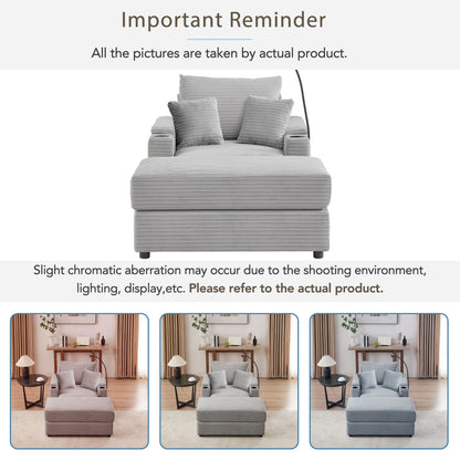 Modern Style Single Sofa Sofa Couch With Storage Space, A Movable Ottoman, 2 USB Ports, 2 Cup Holders, A Phone Holder For Living Room Hearth and Haven