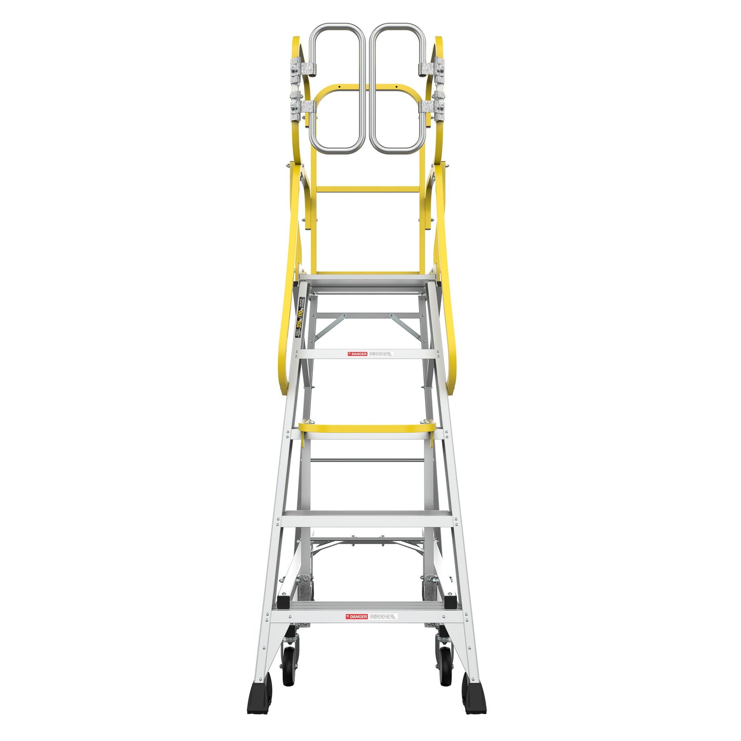 Heavy Duty Aluminum Rolling Platform Ladder With Steps, 375Lbs Capacity Daily Nest