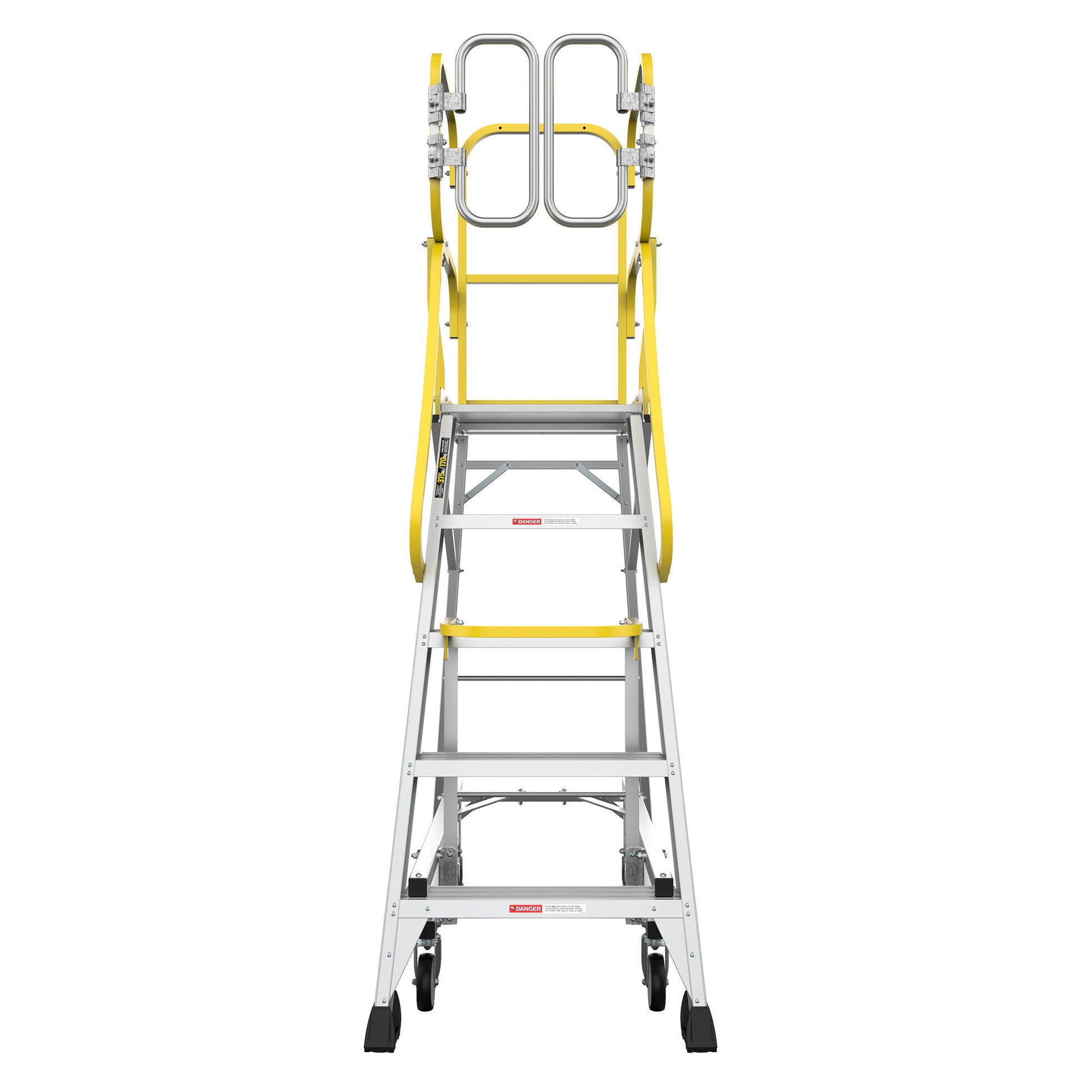 Heavy Duty Aluminum Rolling Platform Ladder With Steps, 375Lbs Capacity Daily Nest