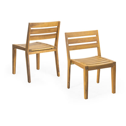 Outdoor Dining Side Chair (Set of 2) - Teak Finish Noble House