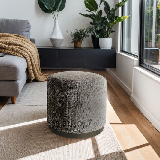 Zoe - Oval Accent Ottoman - Navy/Beige Chapel Hill