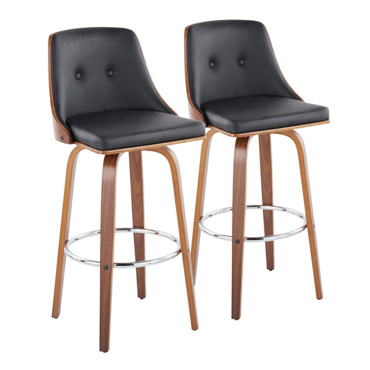 Gianna - Mid Century Modern Fixed Height Barstool With Swivel With Round Footrest (Set of 2) Lumi Source