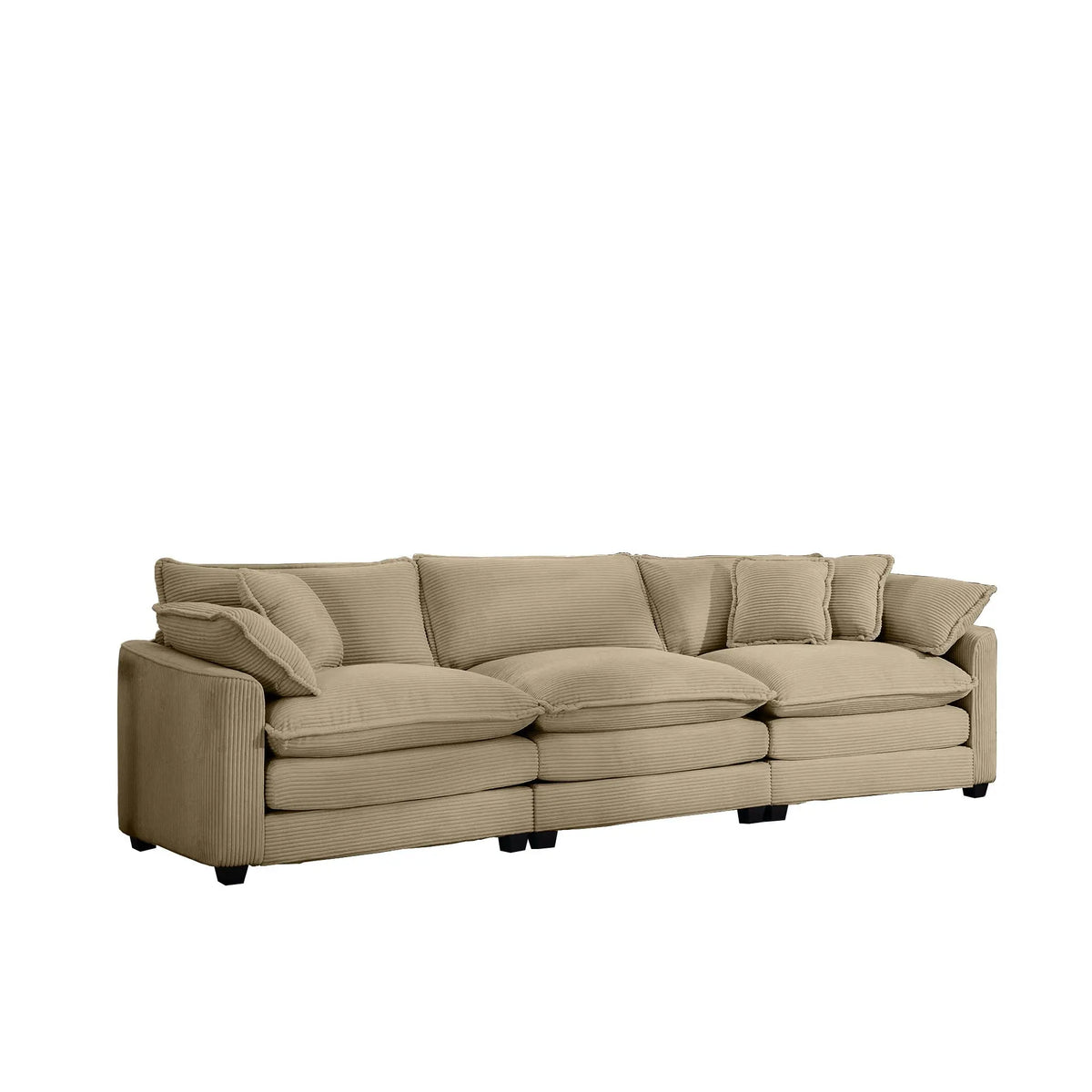 Mid-Century Modern 3 Seater Sectional Sofa With Arm And Throw Pillows Home Essentials