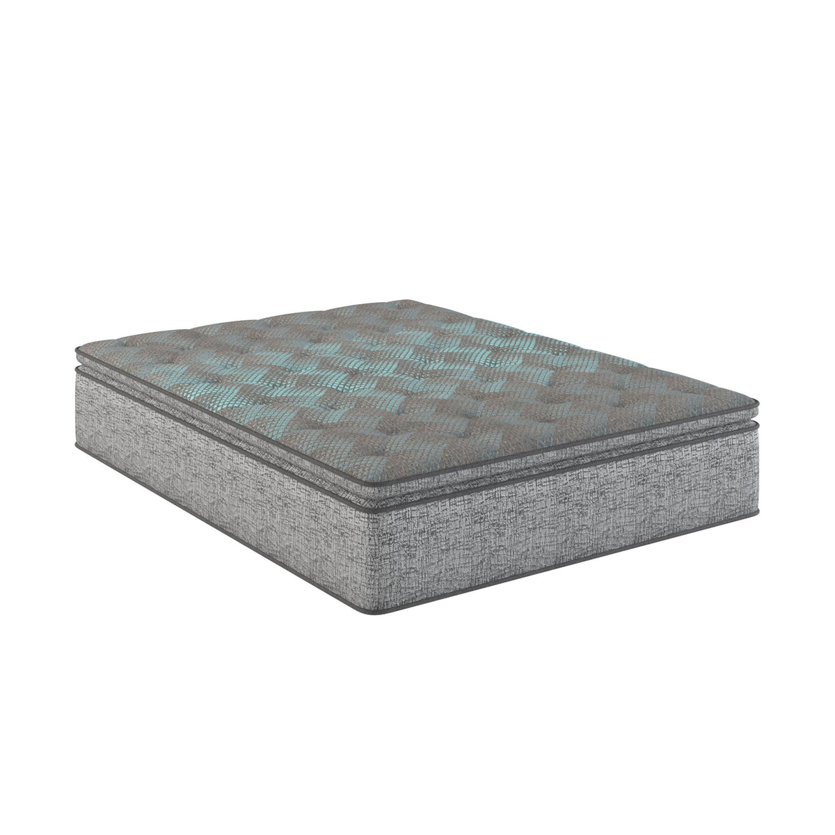 Comfort Care - 12" Hybrid Euro Top Mattress, Plush Comfort With Individual Pocketed Coil - Gray / Blue - Twin Restonic Mattress
