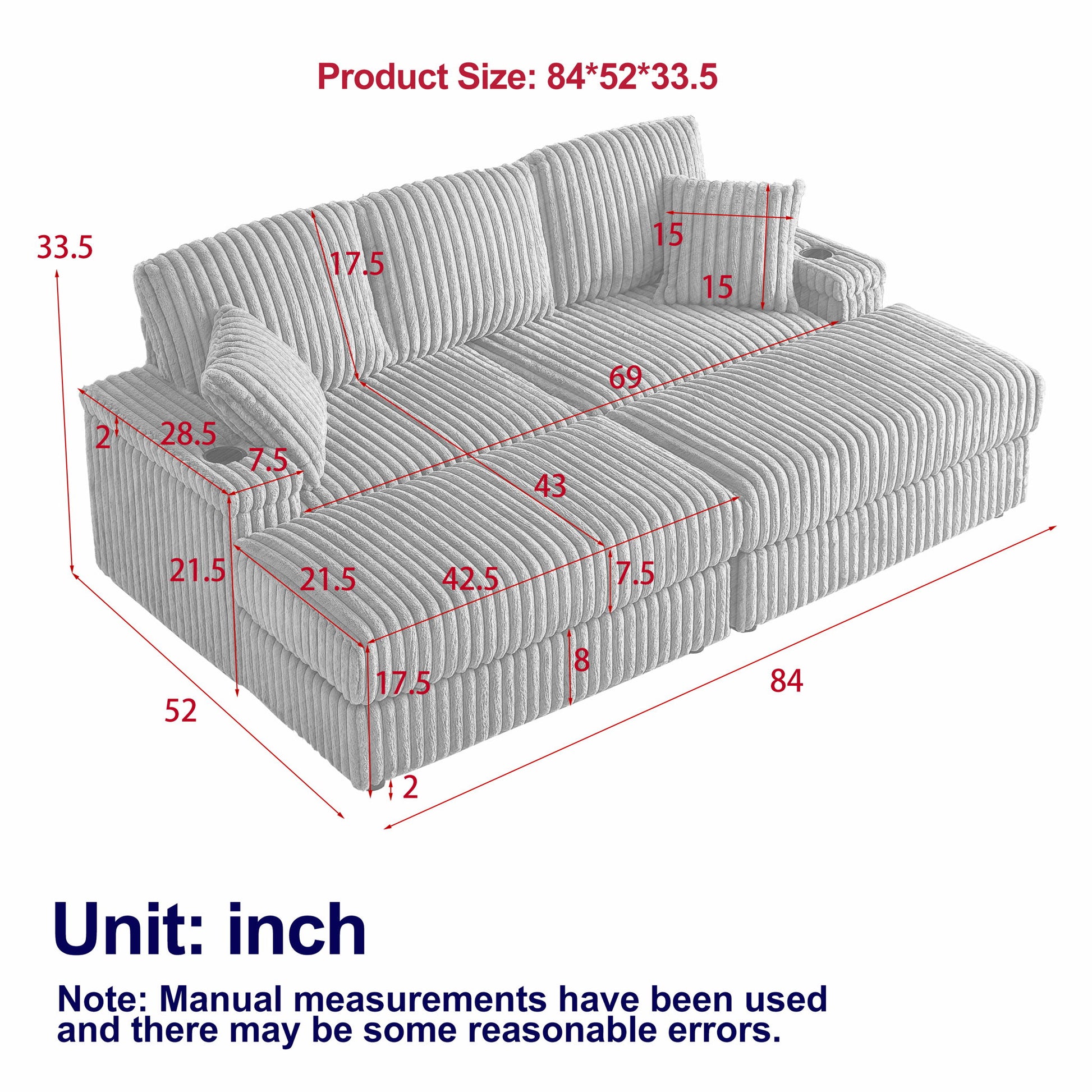 3 Seater Sofa With 2 Ottomans For Living Room Home Essentials