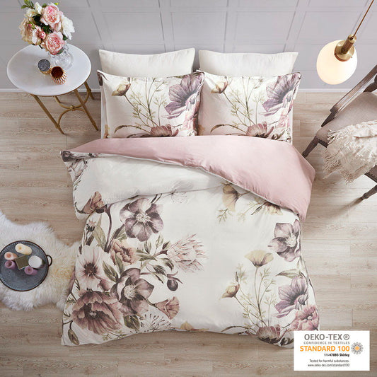 Cassandra - 3 Piece Printed Duvet Cover Set - Blush Madison Park