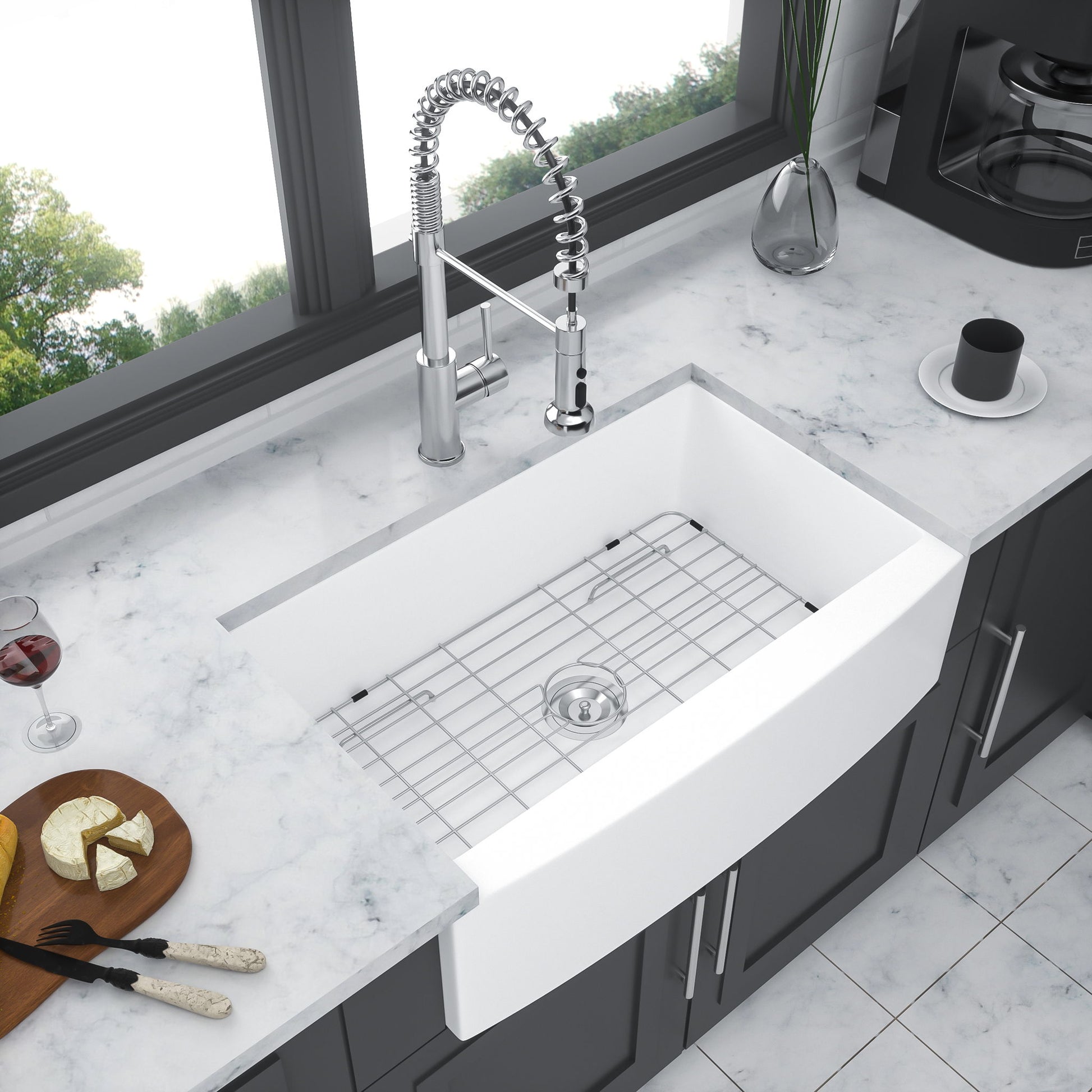 Farmhouse Sink, Apron Front Single Bowl With Arch Edge Design Daily Nest