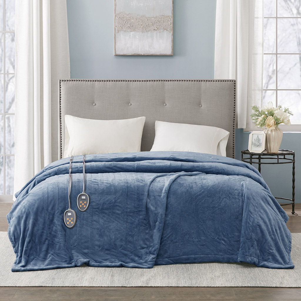 Heated Plush - King Blanket - Sapphire Blue Beautyrest