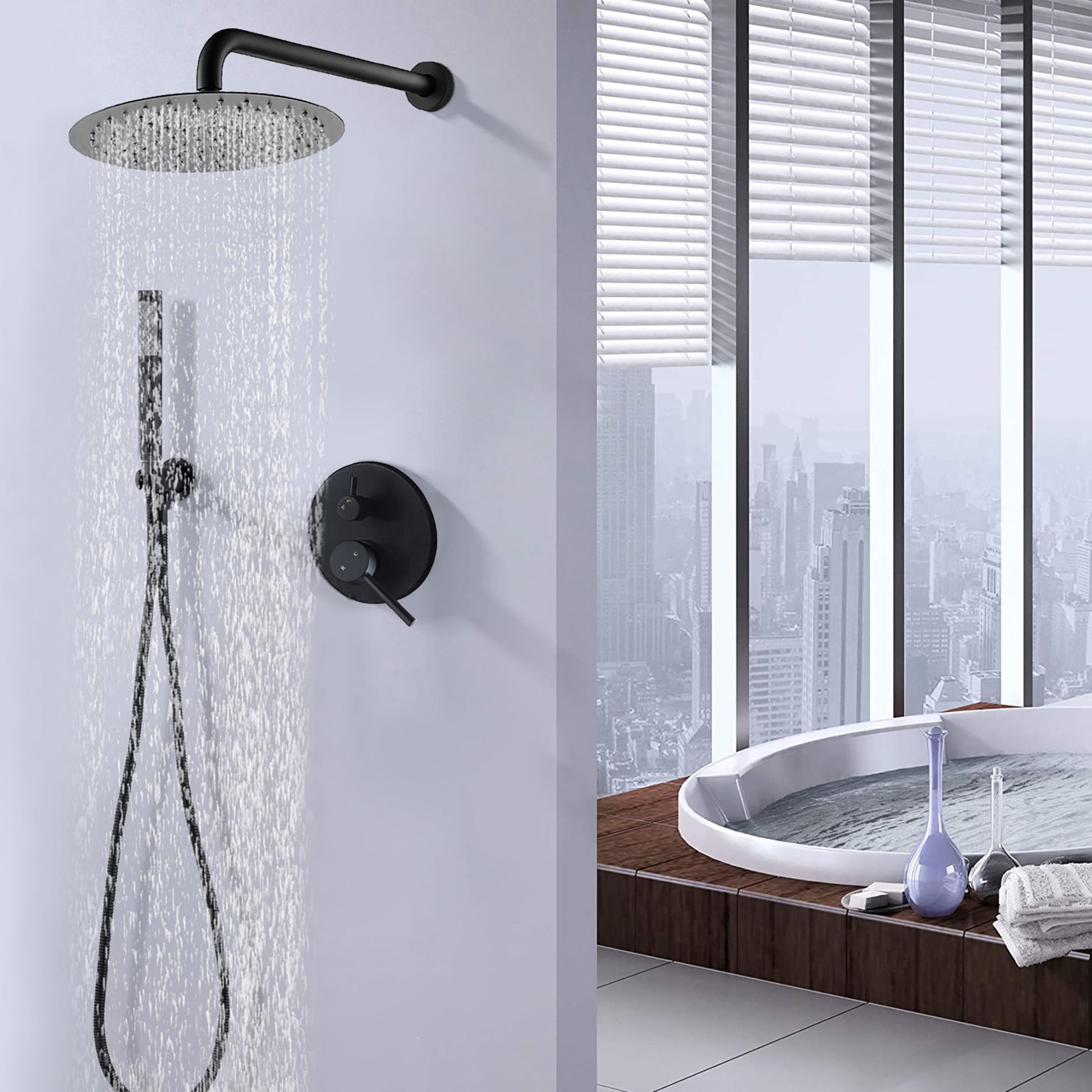 Elegant 10" Round Rain Shower Head And Handheld Set With Adjustable Tilt And Dual Modes Daily Nest