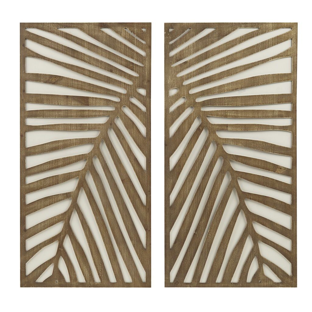 Birch Palms - Carved Wall Panel (Set of 2) - Dark Brown Madison Park