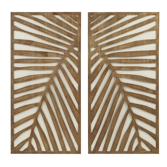 Birch Palms - Carved Wall Panel (Set of 2) - Dark Brown Madison Park