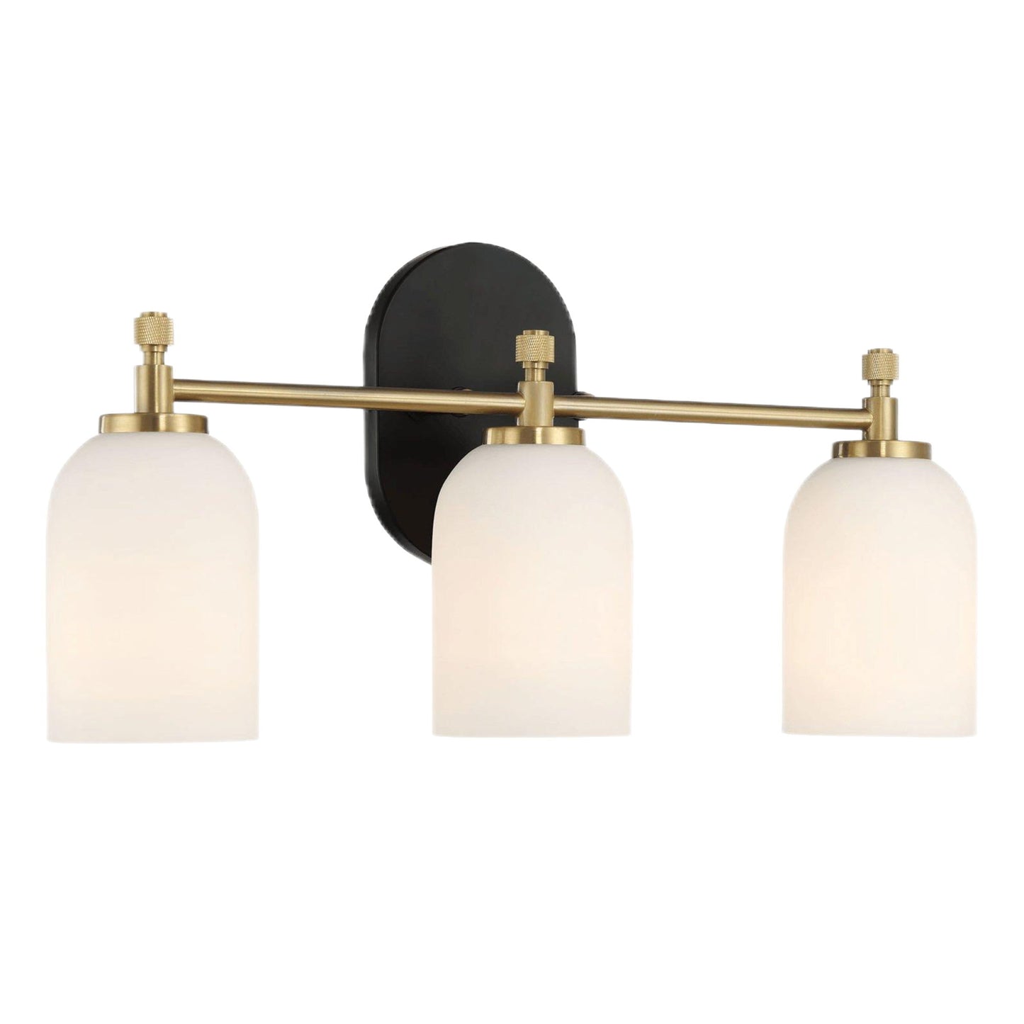 Meadows - 3 Lights Vanity Brush Bathroom Wall Light For Bathroom Over Mirror - Black / Gold / White Ashcroft Furniture