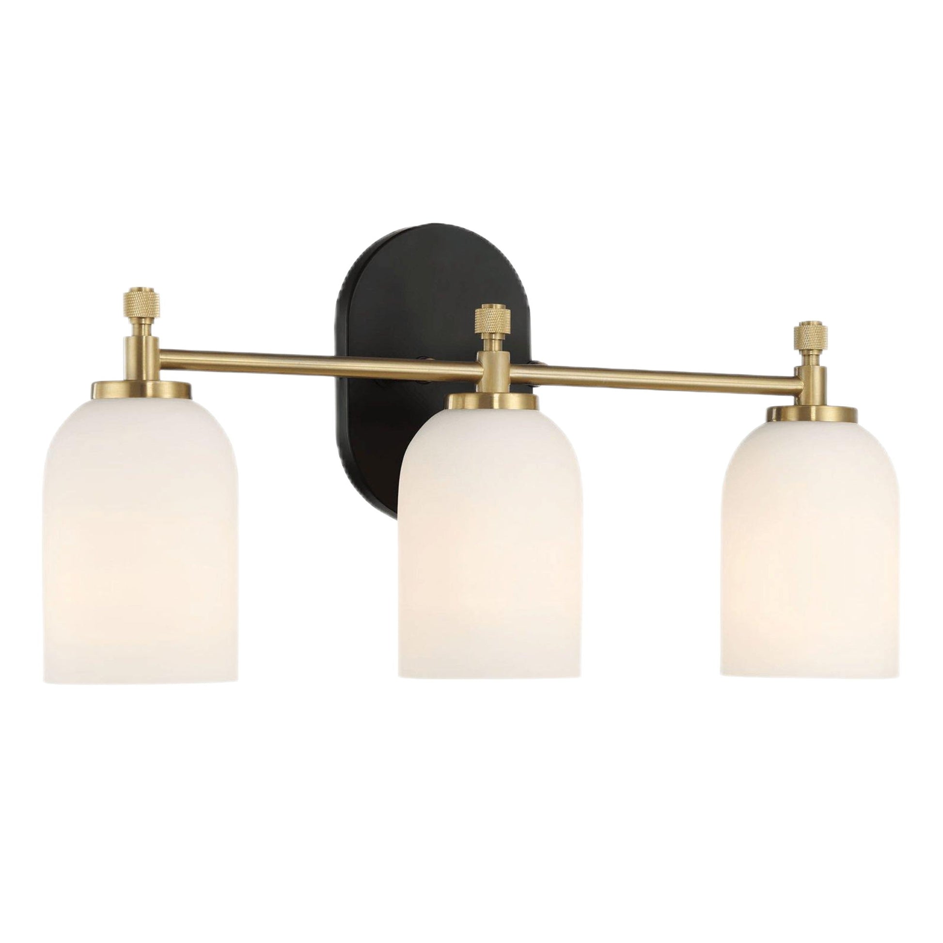Meadows - 3 Lights Vanity Brush Bathroom Wall Light For Bathroom Over Mirror - Black / Gold / White Ashcroft Furniture