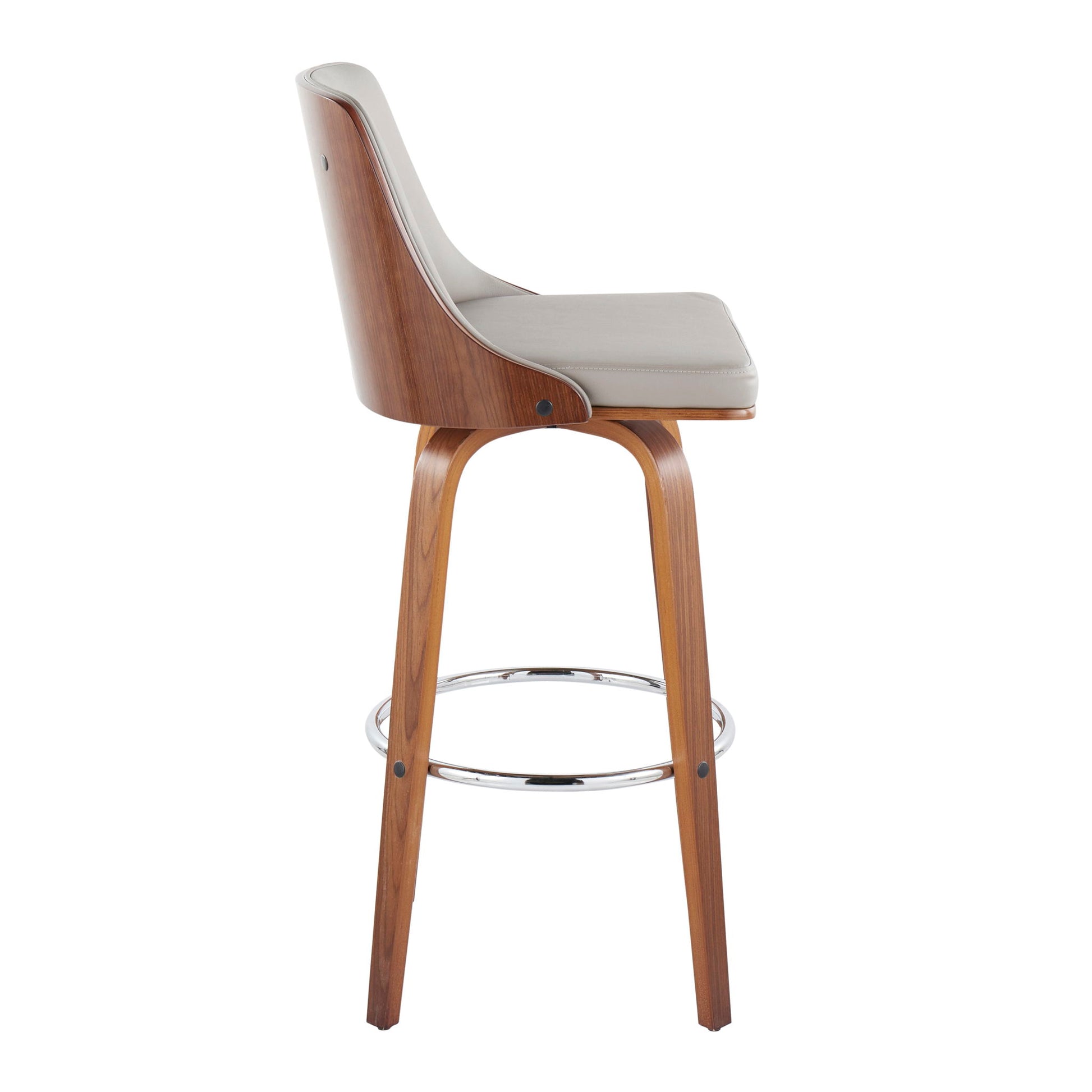Gianna - Mid Century Modern Fixed Height Barstool With Swivel With Round Footrest (Set of 2) Lumi Source