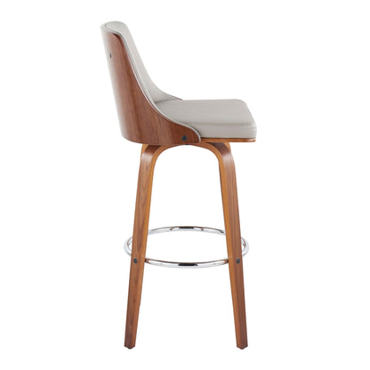 Gianna - Mid Century Modern Fixed Height Barstool With Swivel With Round Footrest (Set of 2) Lumi Source