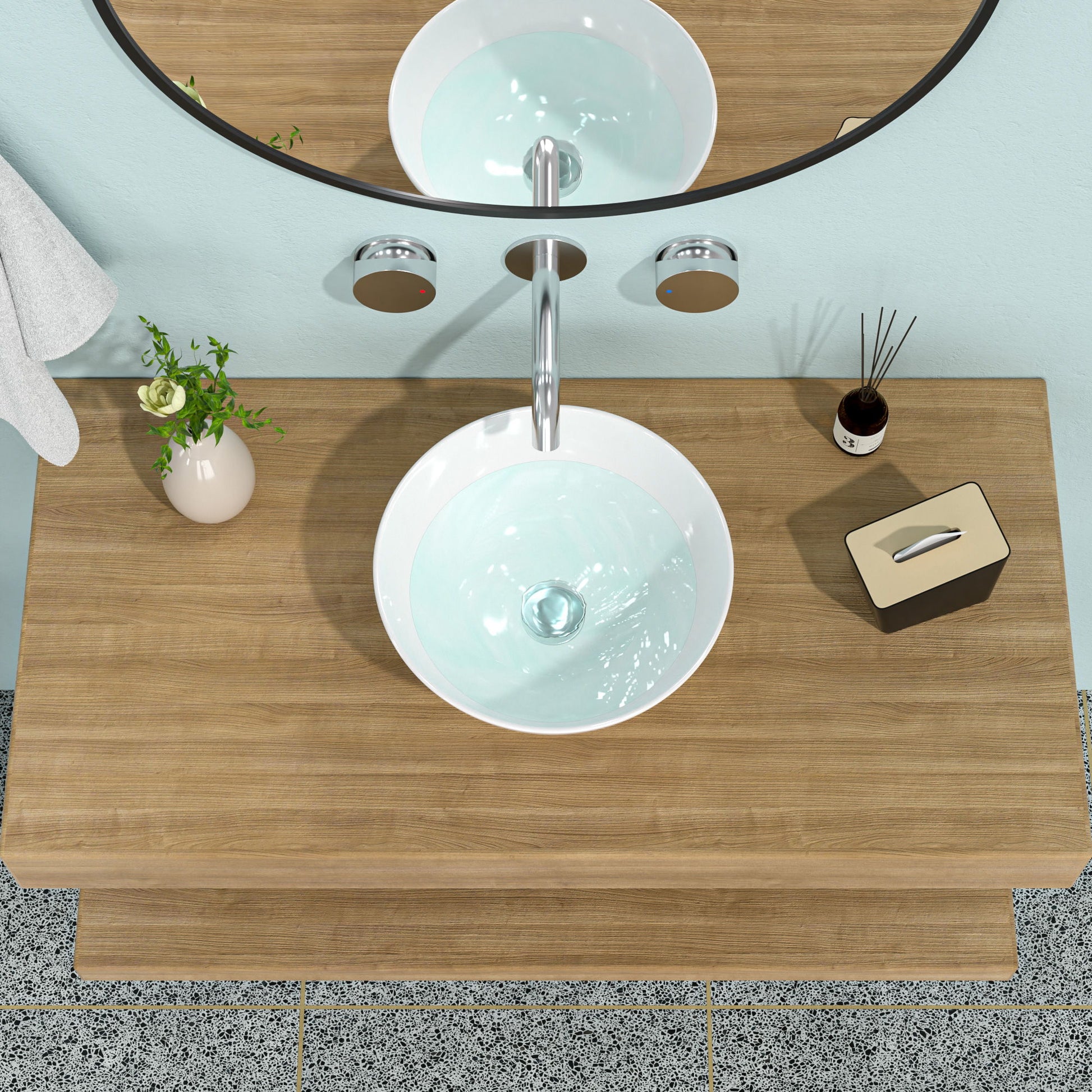 Modern Ceramic Circular Vessel Bathroom Sink Daily Nest