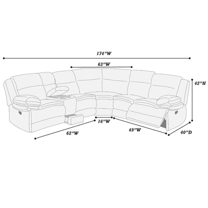 U-Shaped Sectional Sofa With Console Cup Holder, Storage Drawer, Manual Reclining Home Essentials
