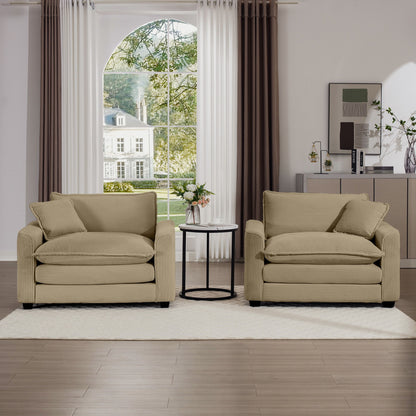 Modern Classic Fabric Single Chair Deep Seat Sofa With Pillow Home Essentials