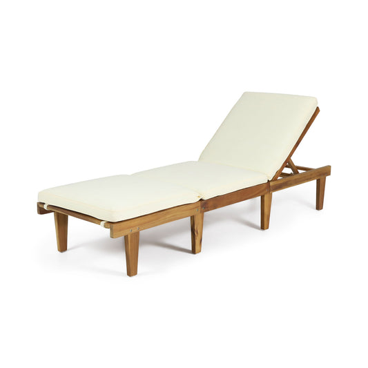 Ariana - Wood Chaise Lounge With Cushion Noble House