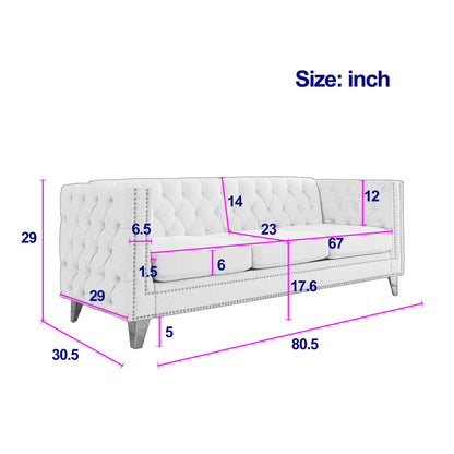 Upholstered Couch Sofa With Button Tufting For Living Room Home Essentials