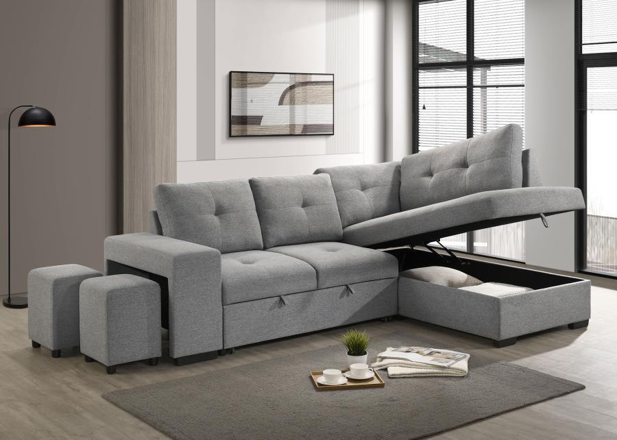 Roanne - Fabric Upholstered Sleeper Sectional Sofa - Gray Coaster Fine Furniture