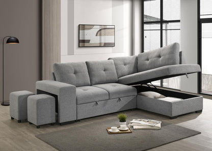 Roanne - Fabric Upholstered Sleeper Sectional Sofa - Gray Coaster Fine Furniture