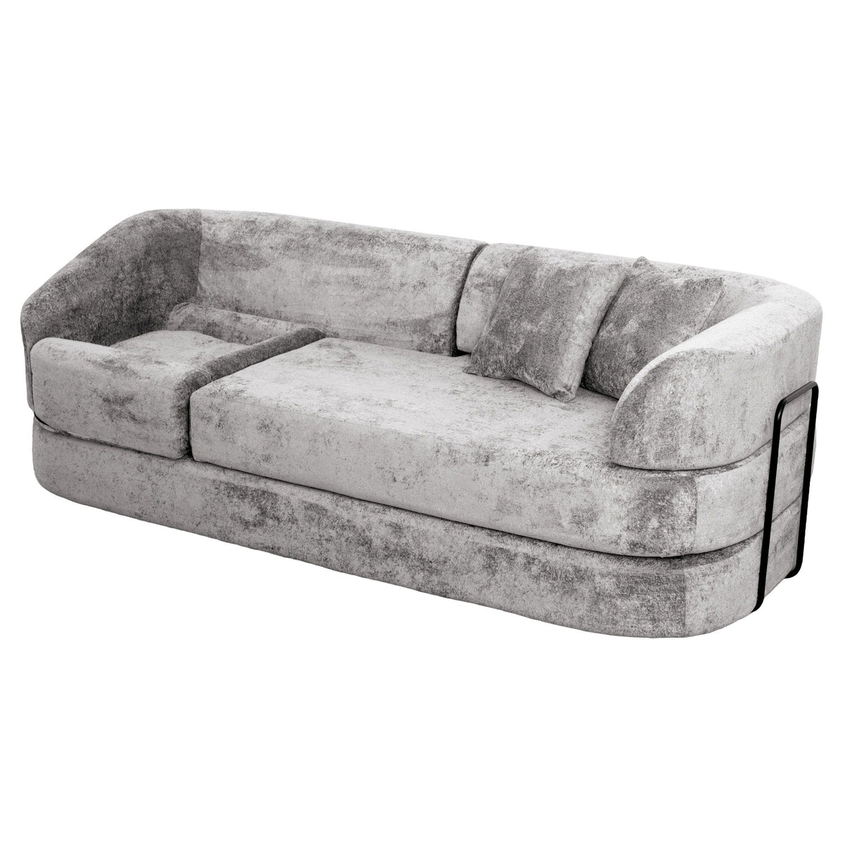 3 Seater Sofa With Built In Pet Bed Nook, Curved Design And 2 Throw Pillows Home Essentials