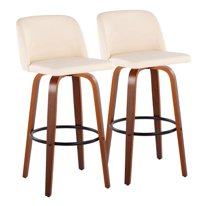 Toriano - Mid Century Modern Fixed Height Barstool Swivel And Round Footrest (Set of 2) Lumi Source